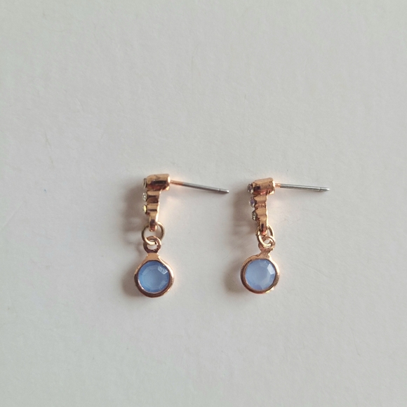 Rose Gold Blue Beaded Earrings Set - Picture 4 of 7